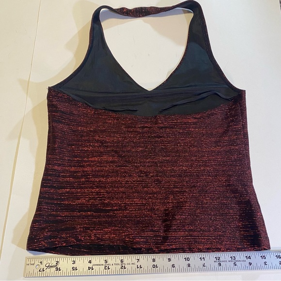 Red metallic halter top Y2K SZ L, Mandee’s purchase, made in USA, lined at bust - Picture 4 of 7